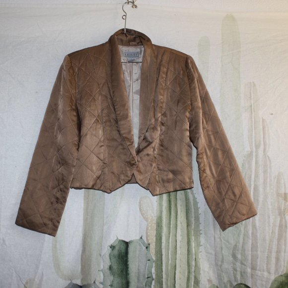Vintage LEILEI Silk Crop Tuxedo Jacket  Shirt 🌵Medium - Picture 1 of 9